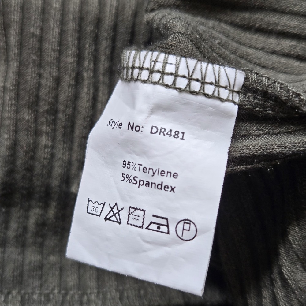 Dark Academia Long Sleeve Bodycon Mini‎ Dress Round Neck Knit Ruffle Ribbed - Picture 7 of 8